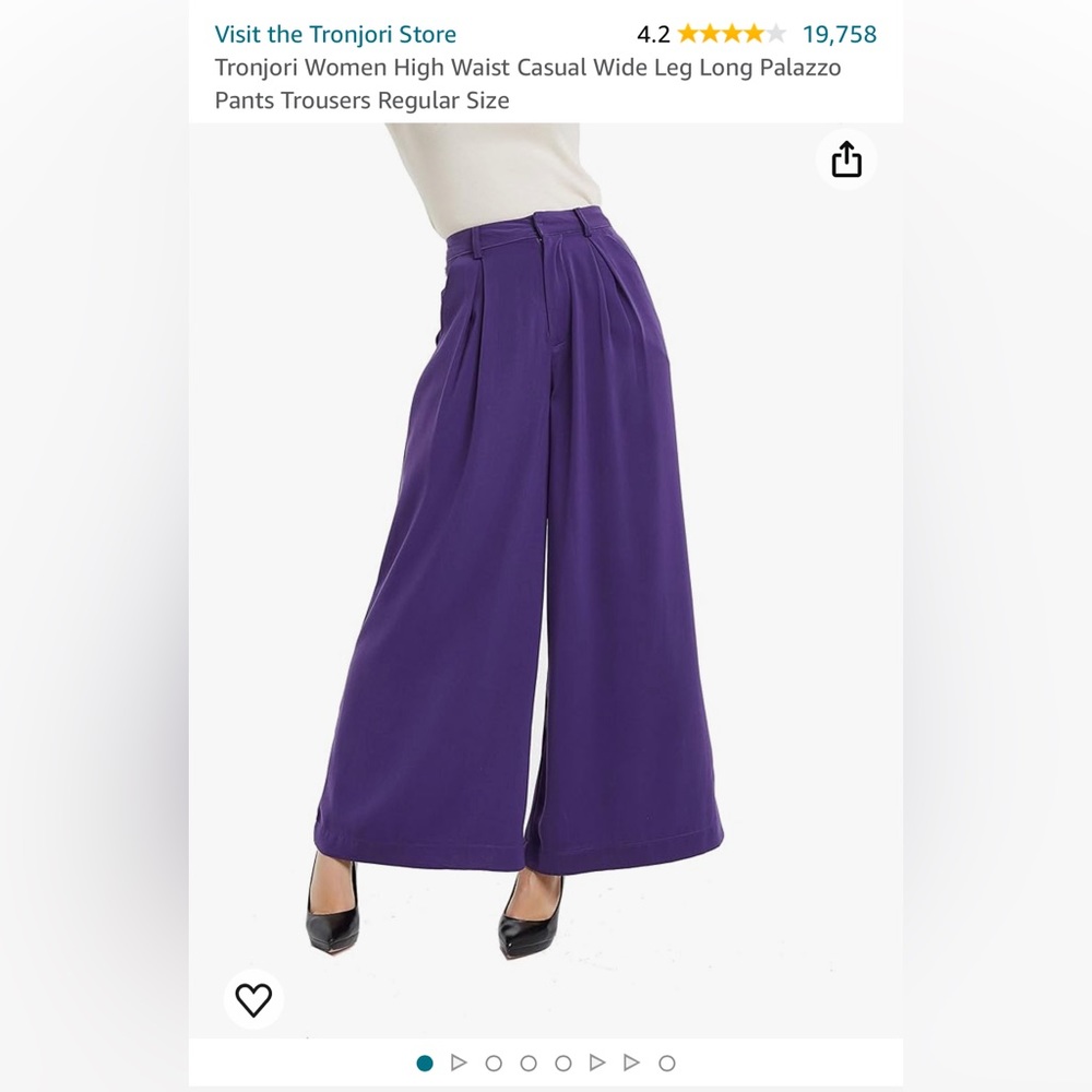 Tronjori Women High Waist Casual Wide Leg Long Palazzo Pants Trousers Regular